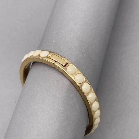 J Crew Mini Gumdrop Stone Hinged Bracelet Gold Tone - Picture 3 of 3